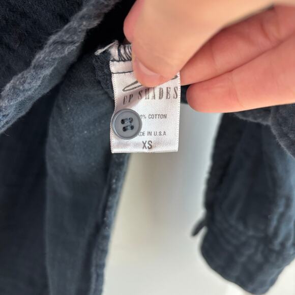 Free People x CP Shades Gray Gauzy Button Down Sz XS Cotton Blue Essential - Picture 10 of 15